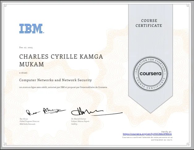 Badge officiel Computer Networks and Network Security